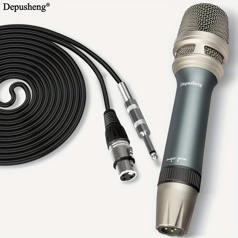 Micrófono vocal dinámico DEPUSHENG C90, profesional de bobina móvil unidireccional, cable de audio XLR, patrón de polaridad cardioides, con función silenciosa, conector de 6,35 mm, para karaoke, videojuegos, videoconferencias, transmisión, grabación