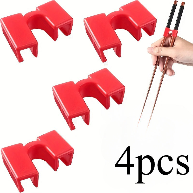 Juego de 4 Palillos Reutilizables para Principiantes - Conectores Fáciles de Agarrar y Duraderos en Plástico, Ideal para Aprender a Usar Palillos para Adultos y Niños