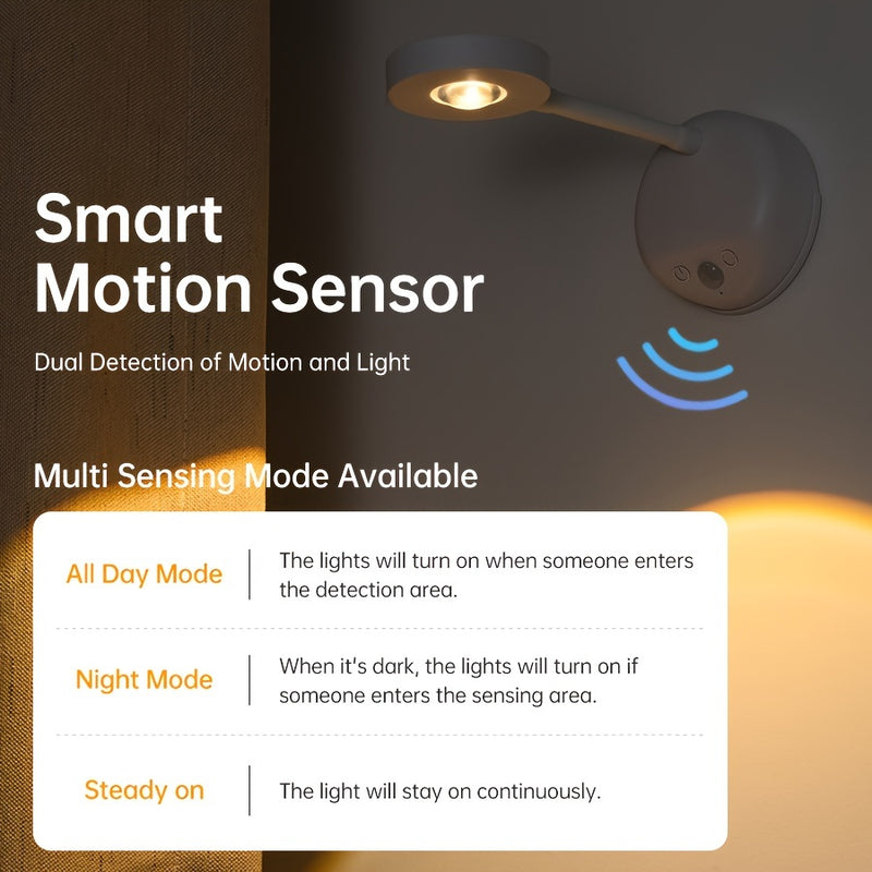 Luces de Pared con Sensor de Movimiento y Batería Recargable de 2000mAh - Sensor Infrarrojo, Brillo Ajustable, Cable USB & Control por Pared, Acabado Moderno para Pasillos, Baño, Cocina, Dormitorio - Luz Nocturna Energéticamente Eficiente, Luces Recargab
