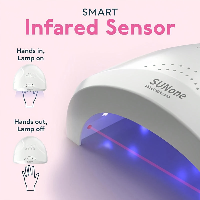 Lámpara de uñas Sun One - LED de alta potencia, sensor inteligente, temporizador de 3 modos, plástico hipoalergénico, secador de uñas profesional para resina y gel, cuidado de uñas | Lámpara de uñas moderna | Diseño elegante, secador de uñas