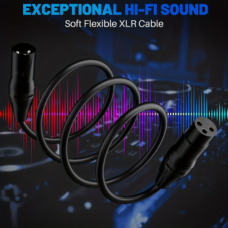 2pcs Cables de Micrófono XLR - Macho a Hembra, Cable de Altavoz Balanceado de 3 Pines con Conductores de Cobre Duraderos para Mezcladores, Altavoces, Estaciones de Radio y Podcasts