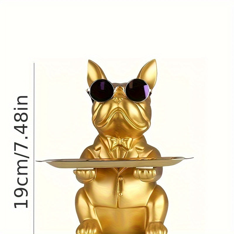 1pc Organizador de Llaves con Diseño de Perro Cartoon - Decoración para Mesa de Entrada en Resina con Gafas y Llavero, Uso Interior/Exterior, Sin Necesidad de Electricidad, Regalo Único para Hogar o Oficina