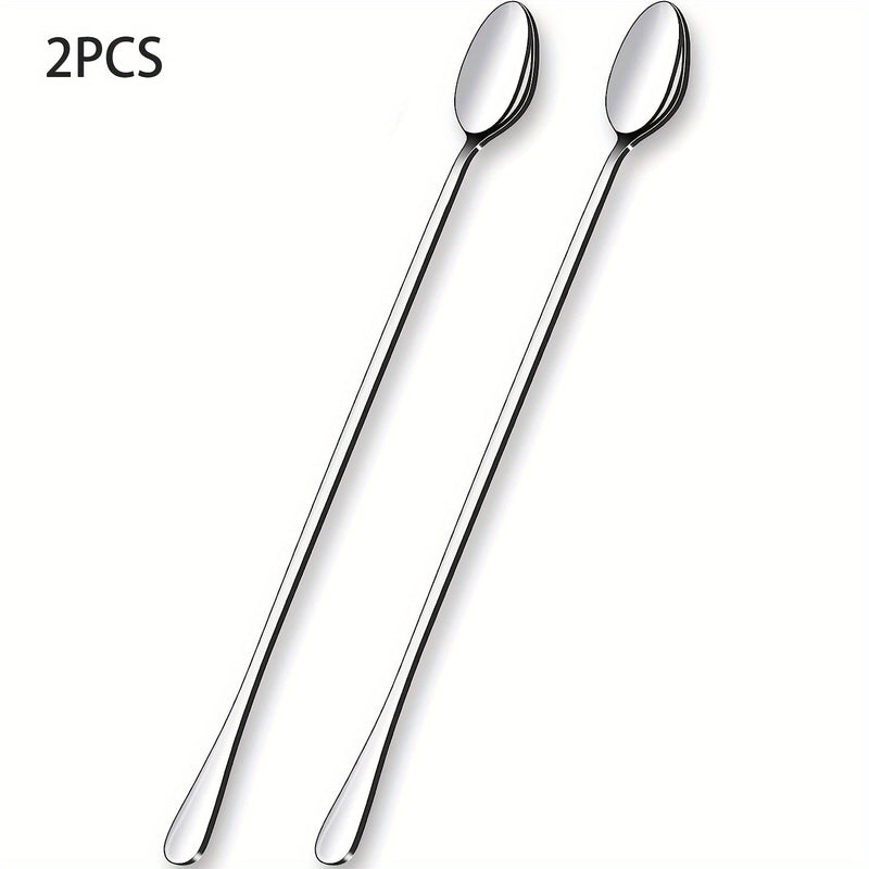2 Piezas, Cucharas Para Té Helado De Acero Inoxidable, Cucharas De 11.7'' De Largo Para Revolver, Cucharas De Mezcla De Cóctel Duraderas Para Casa, Cocina, Cafetería, Bar, Aptas Para Lavavajillas, Acabado Espejo