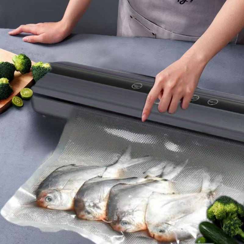 Máquina de sellado hermético inalámbrica, máquina de conservación de alimentos para cocina doméstica, extracción de vacío automática, uso húmedo y seco, viene con 10 bolsas de vacío, adecuada para almacenamiento de alimentos en el hogar y en campamentos