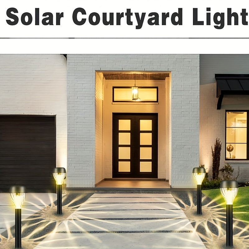 10pcs Luces Solares Exteriores LED para Caminos con Patrón de Cascada Elíptica, Superficie Pulida ABS, Encendido/Apagado Automático - Luces Duraderas para Jardín, Césped, Patio y Senderos - Iluminación Solar para Paisajes, Luces Solares para Exteriores