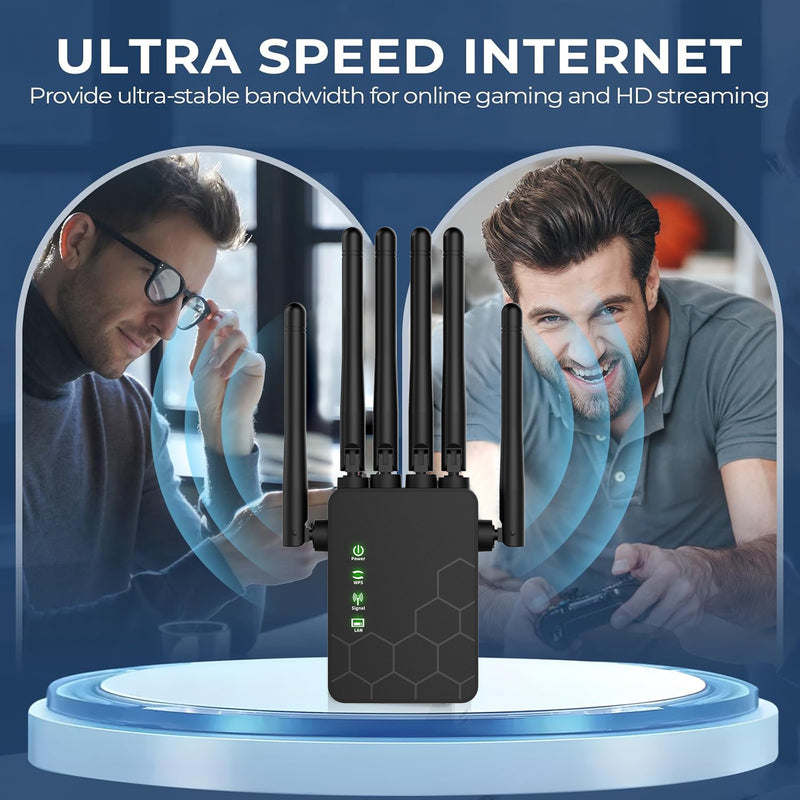 El amplificador de señal de WiFi, transmisión estable de 2,4 GHz, seis antenas para cobertura completa, distancias más largas que nunca, superantenas, con puerto Ethernet, amplificador de señal.