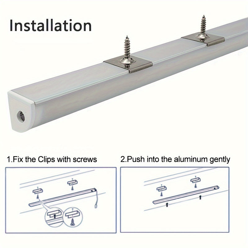 Canaleta de aluminio en forma de V para tiras LED, 10 piezas, difusor de luz, duradero, eficiente energéticamente, incluye cubierta protectora de PC y clips de montaje, para decoración del hogar e instalación de luces lineales