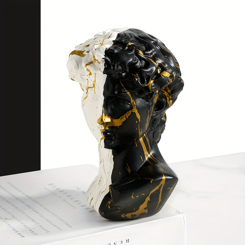 1 Pieza de Busto Abstracto de David en Resina - Diseño Dividido con Mármol Dorado y , Decoración Moderna para Sala u Oficina, Adorno Contemporáneo para Bodas, Artesanía Artística, Arte Decorativo, Regalo Ideal
