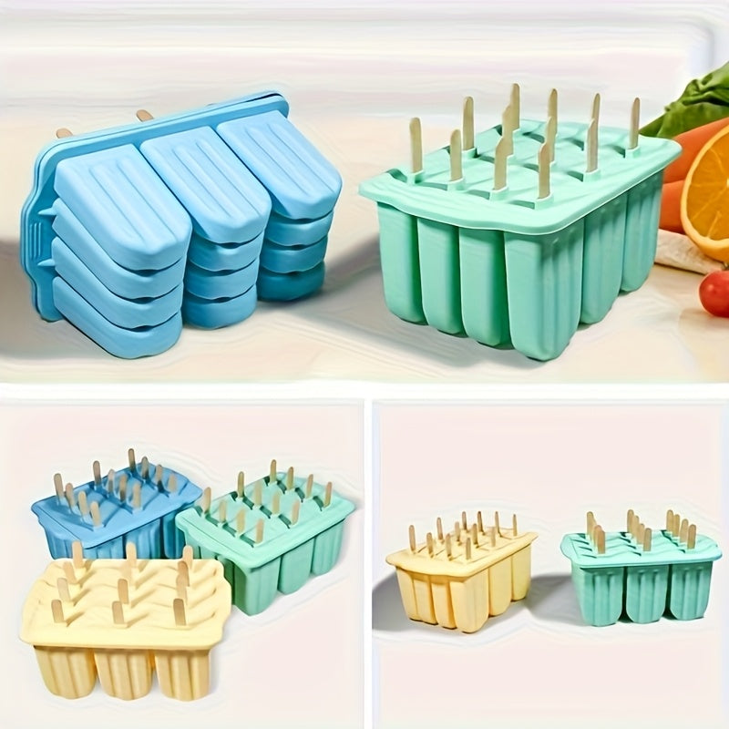 Formas para paletas de hielo, moldes para paletas de silicona de un solo paquete o dos piezas libres de BPA, reutilizables y de fácil desmoldeo (verde y azul)