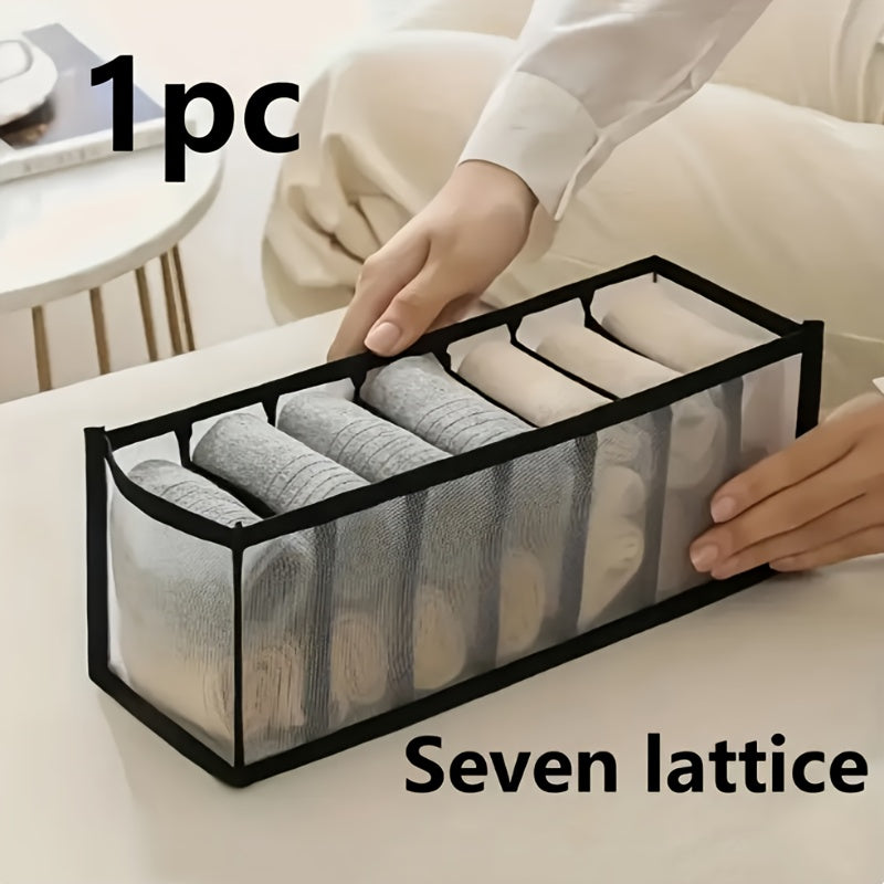 Organizador de Ropa Interior y Calcetines de 7 Compartimentos para Ahorrar Espacio - Solución de Almacenamiento Multifuncional para el Hogar, Dormitorio, Residencia Universitaria