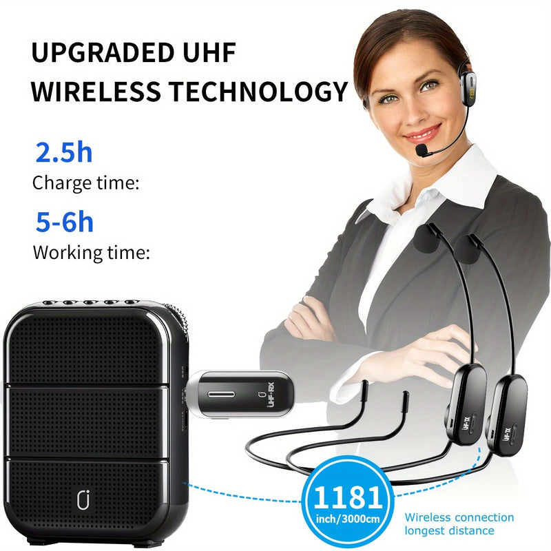 Microfono sin varillas JYX, Auriculares Portátiles con Pantalla Digital para Doble Uso, Alcance de Transmisión de 30 Metros, Adecuado para Guías Turísticos/Enseñanza/Habla/Reuniones