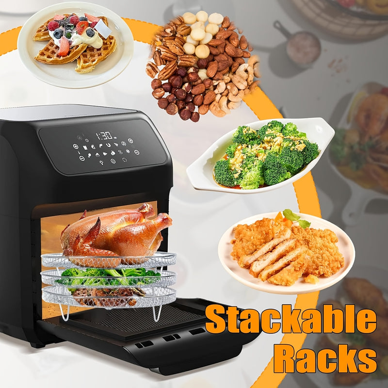11 piezas de rejilla de freidora de aire de acero inoxidable 304 de capas múltiples, rejilla de deshidratador de acero inoxidable apilable, accesorios de freidora de aire, adecuados para asar y cocinar, juego de 3 piezas