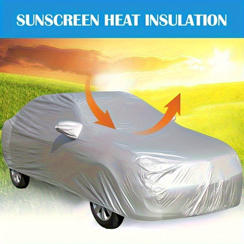 1pc Cubierta Universal para Coche Impermeable - Resistente a UV, Antilluvia, Antipolvo, Antineve, Material PEVA Duradero en Altas Temperaturas, Protección Todo-Tiempo, Apariencia Plateada, Accesorios de Coche, Funda para Auto