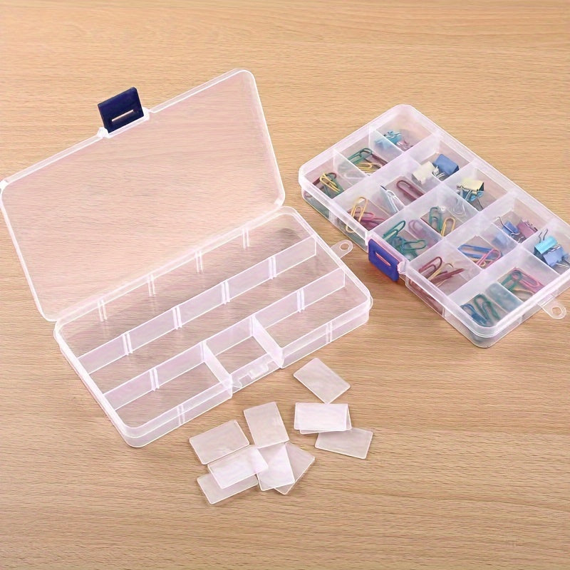 1pc Caja Transparente Desmontable De 15 Rejillas, Almacenamiento De Joyas, Caja De Medicamentos Clasificada, Caja De Agujas Y Hilos De Maquillaje, Caja De Clasificación De Tornillos Y Clavos, Organizador De Suministros De Pesca