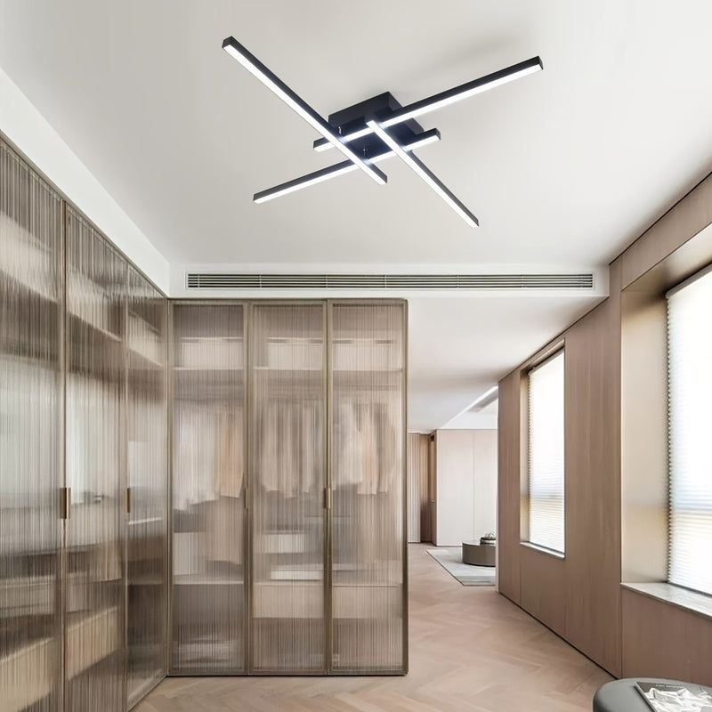 24 pulgadas/60 cm Lámpara de techo moderna, Iluminación de techo LED, Lámpara de techo empotrada negra para dormitorio, estudio, cocina, sala de estar