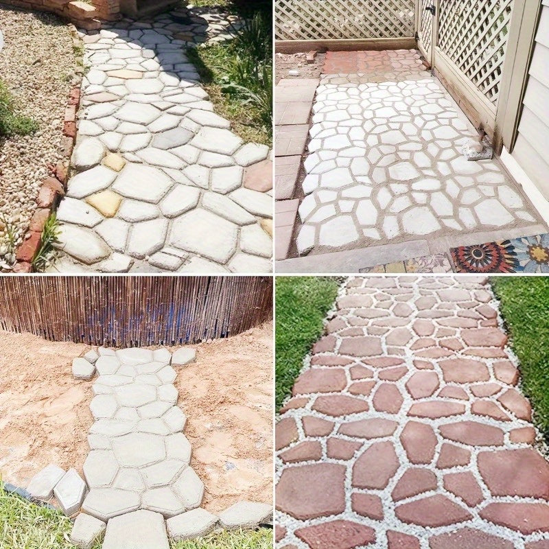 Modelo de sendero, moldes de piedra, moldes de hormigón para superficies de pavimentación, piedras de paso, máquinas de pavimentación, moldes de sendero, adecuados para jardines y césped de bricolaje, uno en negro.