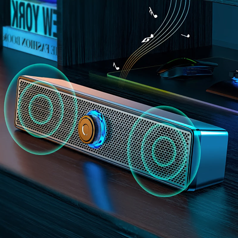 Barra de sonido portátil HIFI para cine en casa, altavoz con cable, subwoofer USB con graves estéreo, compatible con computadora, TV y teléfono