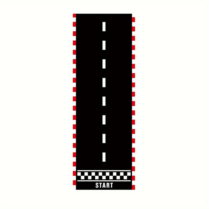 Corredor de fiesta temática de autos de carreras - 1 pancarta de poliéster a cuadros, decoración de pasillo de piso de pista de carreras no eléctrica para celebraciones de cumpleaños con temática de carreras