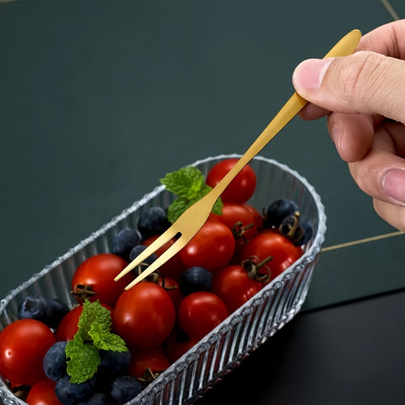 Juego de 6 piezas de tenedores de postre de acero inoxidable, diseño elegante tallado, perfecto para aperitivos, queso, frutas, ensaladas, postres, duraderos, utensilios de cocina de grado restaurante