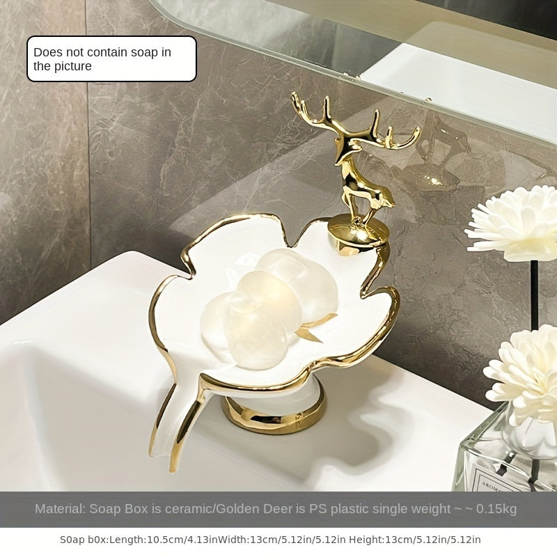 Caja de Jabón de Baño de Lujo Ligero con Drenaje Creativo, Sin Taladro, Porta Jabón de Baño