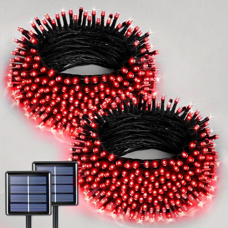 2 Paquetes de Luces Solares para Exteriores, 11.89 metros 100 LED Luces Solares de Navidad, Luces Solares con 8 Modos de Iluminación, Impermeable para Patio, Cerca, Balcón, Fiesta, Decoraciones de Árboles de Navidad, Decoraciones de Fiesta de Boda para J
