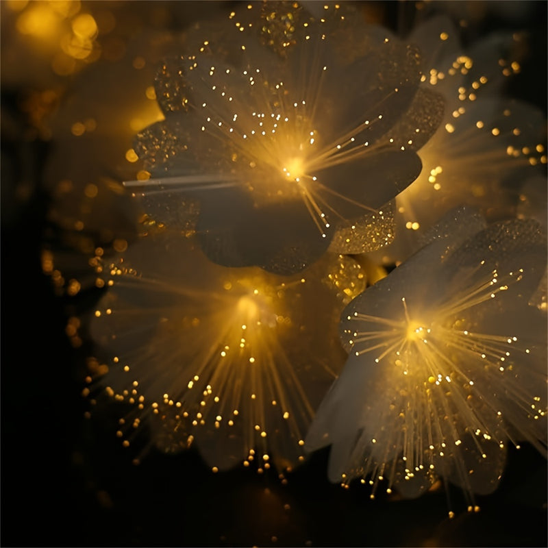Luces de Flores con Fibra Óptica LED Parpadeantes para Boda y Navidad, Decoración Creativa Luminosa, Cuerdas Pequeñas Decorativas para Ambiente Festivo en Interiores