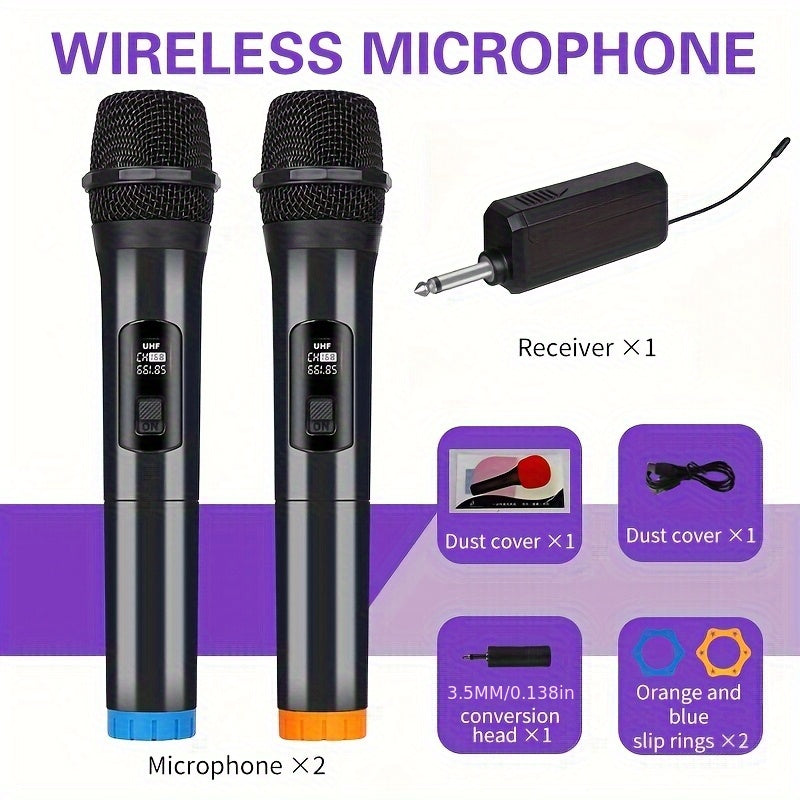 Micrófono sin varillas Portátil Multiusos con Recibidor Recargable para Sistema Dinámico de Mano, Adecuado para Fiestas, Iglesias, Reuniones, Bodas, NUOXIANGE