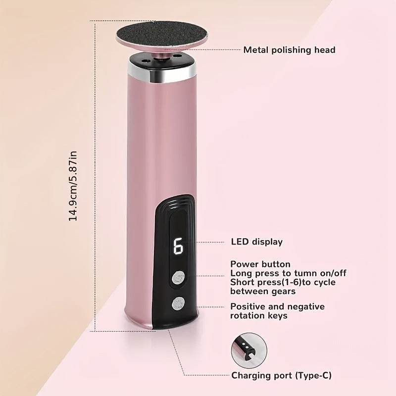Dispositivo de Pedicura para el Hogar, Ajuste Multivelocidad, Recargable USB, 1200mAh, Dorado Rosa