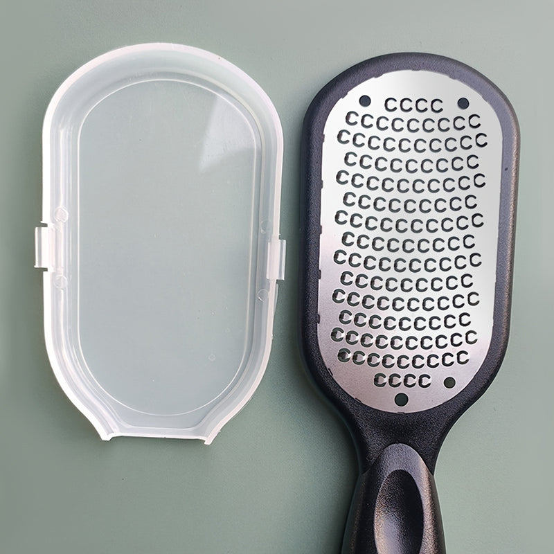 1pc Lima Profesional de Acero Inoxidable para Pies y Uñas - Diseño Antisalpicaduras, Mango Ergonómico para Exfoliar Cutículas en Talones, Uñas de los Pies y Manos - Esencial para Spa en Casa y Pedicura, Exfoliación Manual | Diseño Amigable al Usuario | E