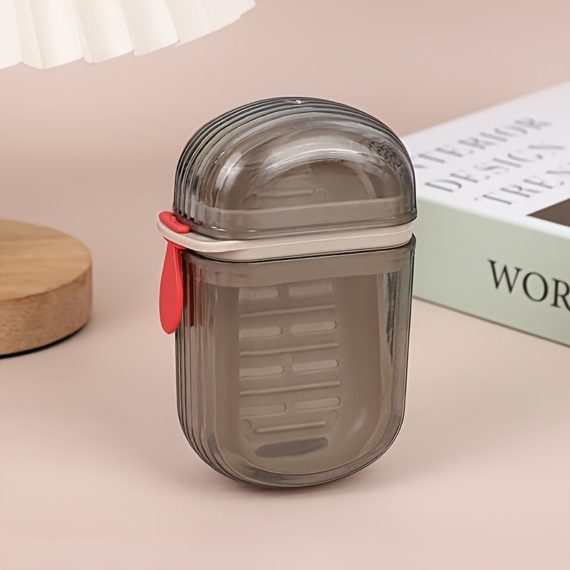 1 mini caja de jabón portátil, doble sellado, sin fragancia, material plástico, diseño con drenaje, ideal para viajes y uso en el hogar