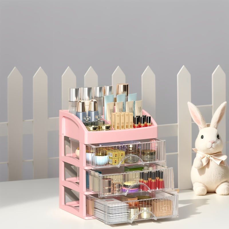 1pc Organizador de cosméticos multicapa Crown, soporte de maquillaje de plástico para encimera, caja de organización de escritorio para accesorios de baño
