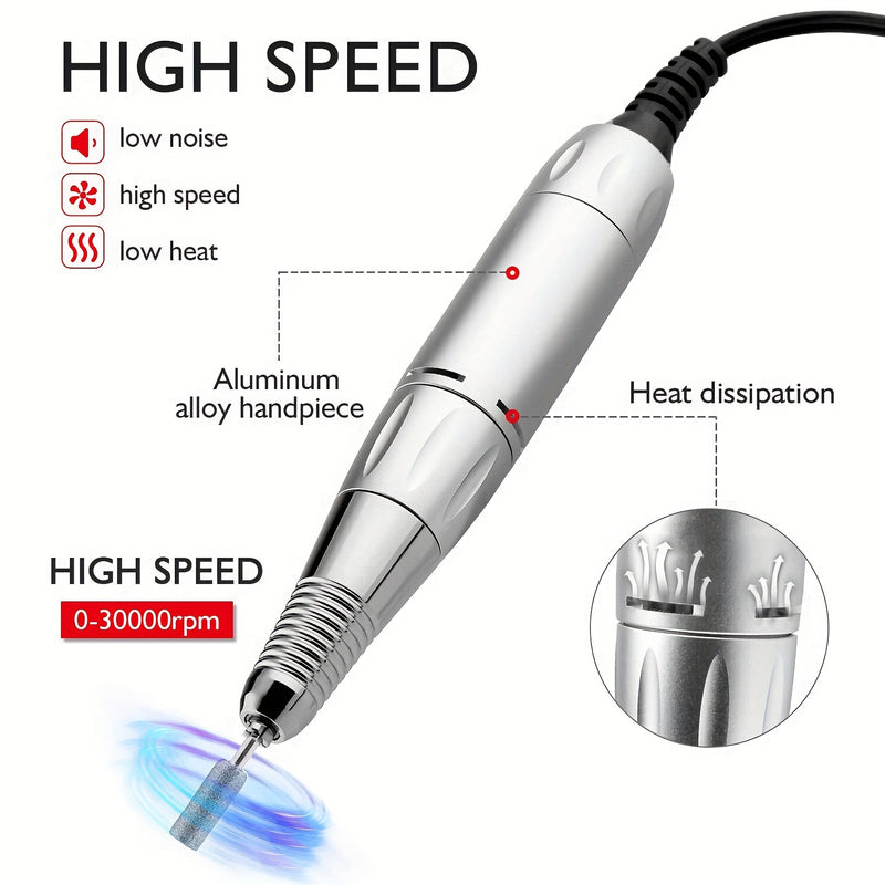 Mango de taladro eléctrico profesional para uñas, taladro de decoración de uñas de 35000RPM, pieza de mano, máquina de pulido, accesorio de taladro de manicura