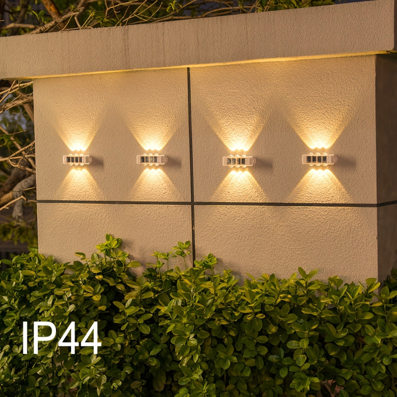 Luces solares para patio exterior (4 piezas/caja), luces de lavado de pared exterior, focos de paisaje para pared exterior de villa, luces decorativas de pared para ambiente
