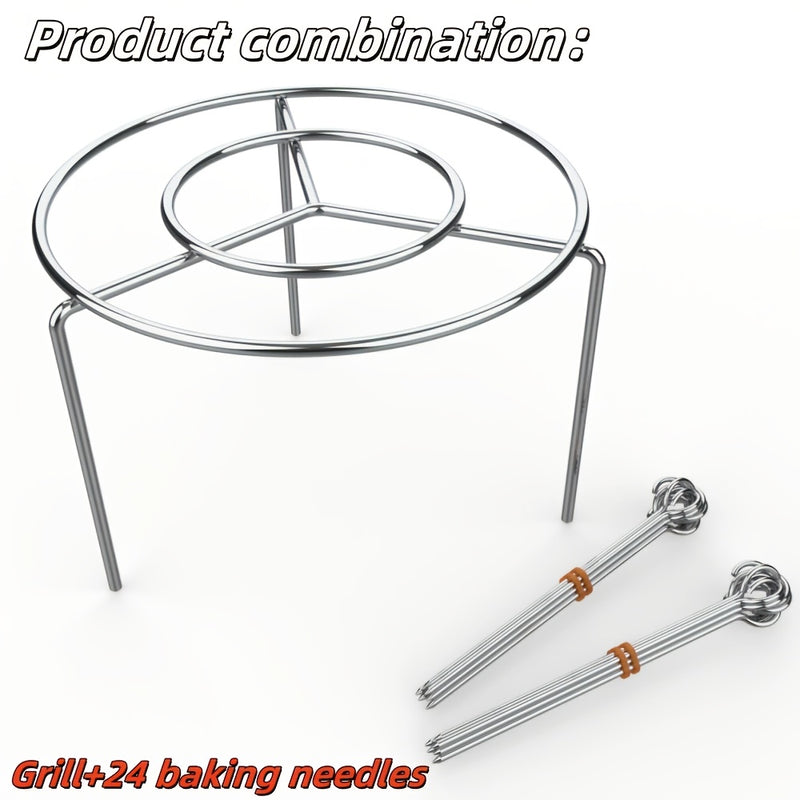 Juego de 1 Pieza, Rejilla para Freidora de Aire de Acero Inoxidable, Rejilla de Cocina Puede Asar Múltiples Brochetas al mismo Tiempo, Parrilla para Carne en Barbacoa Adecuada para Horno Microondas y Freidora de Aire, Suministros de Cocina, Accesorios de