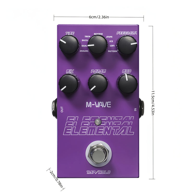 Electro-Vibe M-Vave Pedal de Retardo Digital - 9 Modos, Retardo Largo de 3000ms, Salida Estéreo, Calidad 24bit, Carga USB, Aleación de Aluminio, Sin Batería Necesaria, Pedal de Efectos de Guitarra | Diseño de Pedal Vibrante | Construcción Duradera