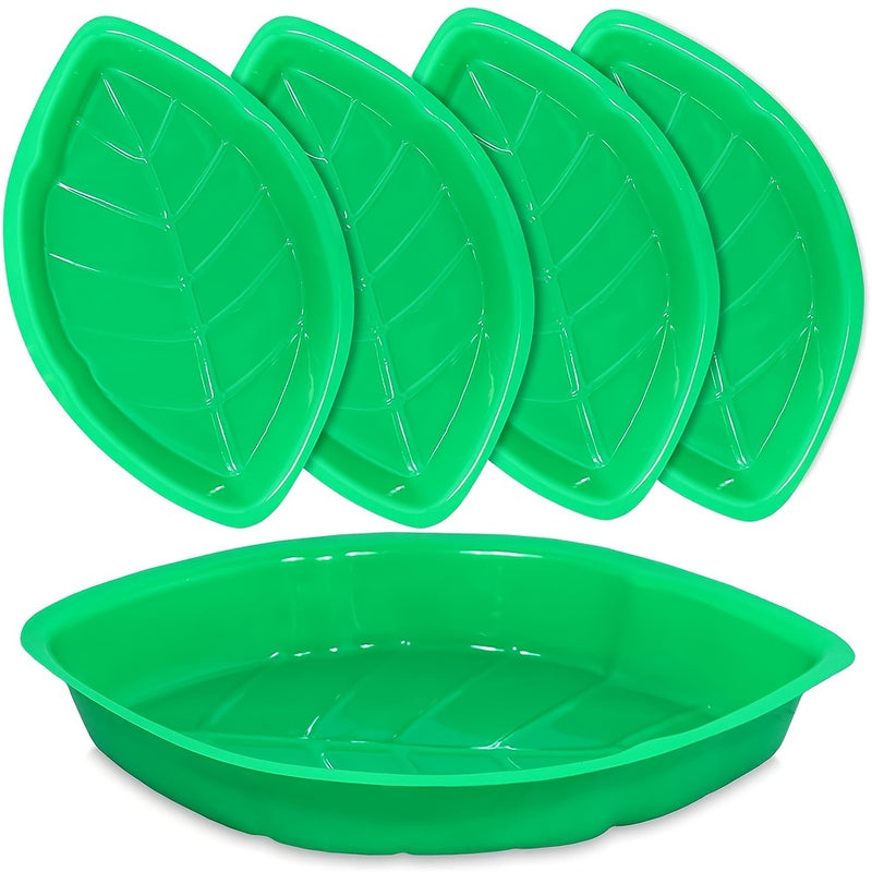 5 piezas/juego, bandeja de aperitivos reutilizable de estilo hawaiano de hoja de palma, galletas, papas fritas, salsa de caramelo para decoraciones de fiesta temática de la isla de la jungla Platter