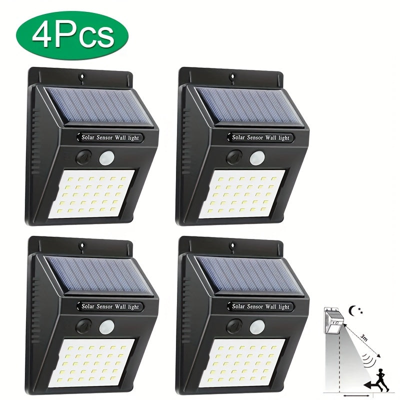 Luces de Pared Solares con Sensor de Movimiento 30LED, IP44, Lámpara Solar Exterior de 800mAh para Jardín y Garaje