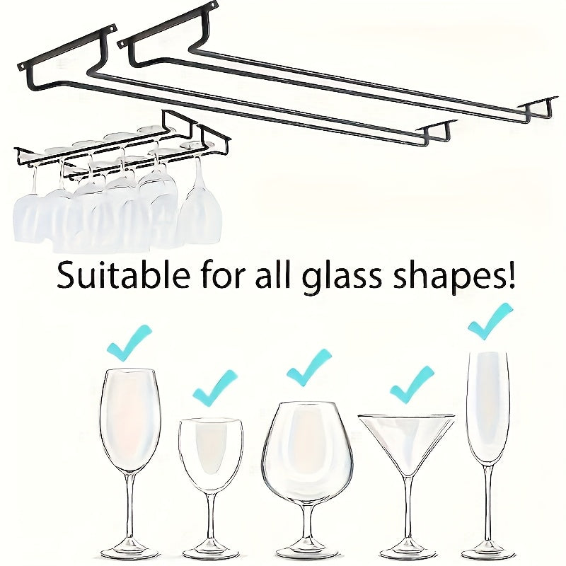 Soporte para Copas de Vino de Hierro de 2 Piezas - Estante Ahorrador de Espacio para Gabinete en Cocina y Bar