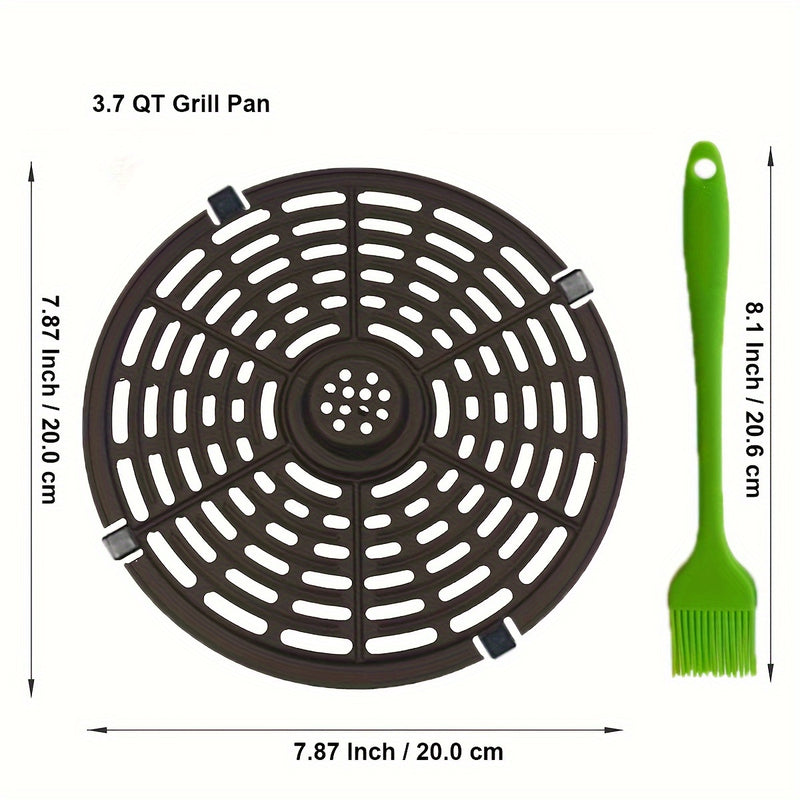 Sartén de repuesto para freidora de aire, apta para freidoras de aire de 3,7 QT, sartén antiadherente de 5 QT con parachoques de goma y cepillo de silicona