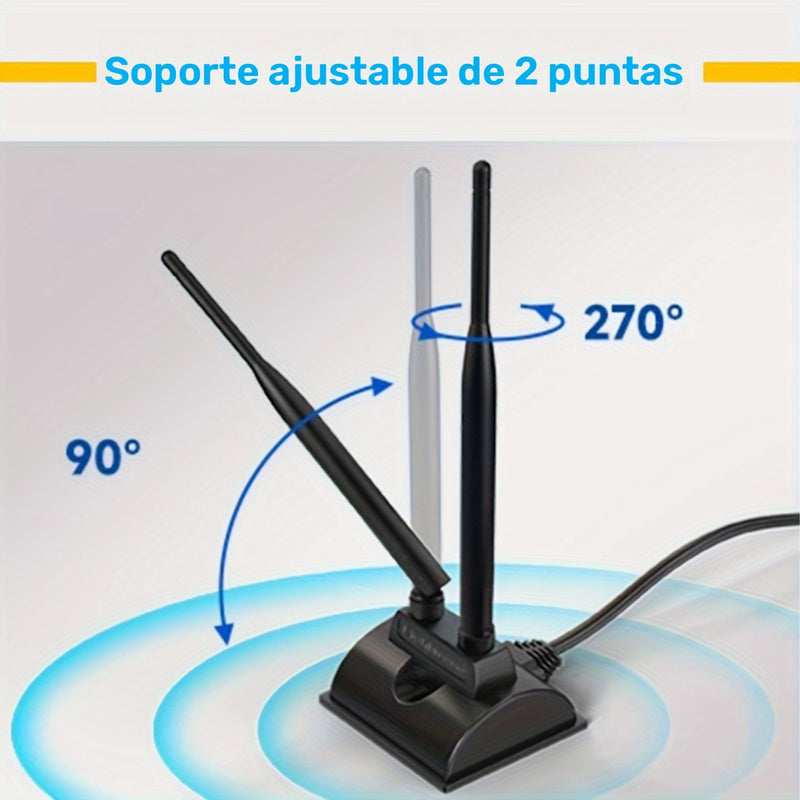 Antena de WiFi 6 6E de triple banda de 6dBi 2,4 GHz + 5 GHz con base magnética para router de WiFi 6 6E, computadora de escritorio con tarjeta WiFi 6E PCI-E y placa base para juegos de WiFi