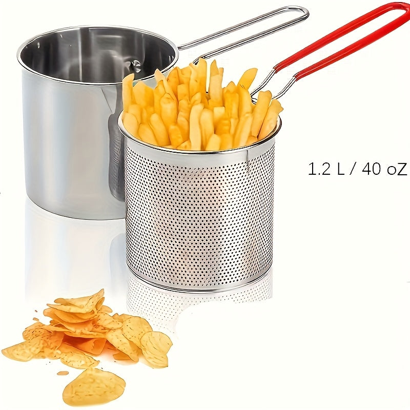 Freidora de Acero Inoxidable para Alitas de Pollo, Papas Fritas, Bolas de Taro y Carne con Sartén Mini Ahorradora de Aceite y Filtro para Inducción - Ideal para Hogar