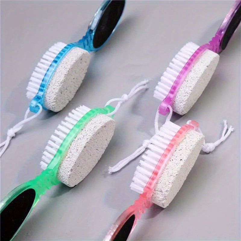 1 juego de 4 en 1 para pedicura: cepillo exfoliante para pies, lima, piedra pómez, cepillo para uñas y papel de lija, para cuidado de pies secos y húmedos, removedor de piel muerta, color beige claro