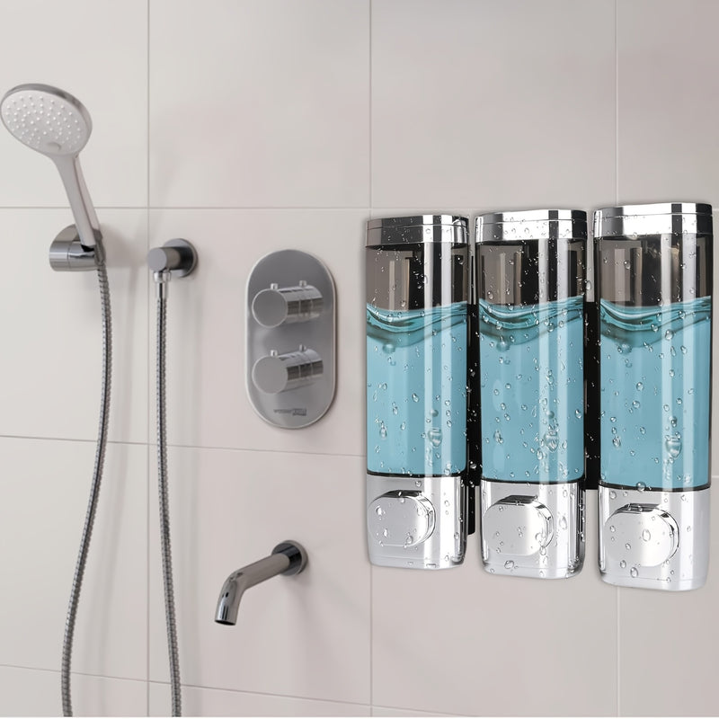 1pc Dispensador de Ducha Montado en Pared 3-en-1 - Organizador con Múltiples Compartimentos para Champú, Gel de Baño y Acondicionador - Plástico Duradero, Montaje en Pared o Uso Independiente, Sin Necesidad de Electricidad - Para Baño, Cocina u Hotel