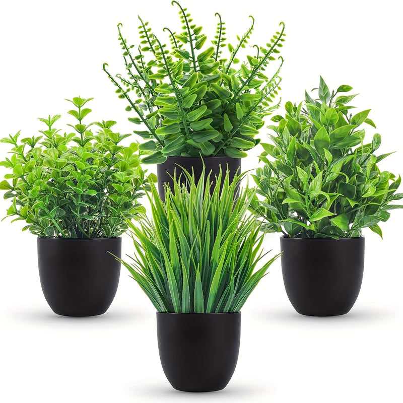4 piezas de pequeñas plantas artificiales en maceta, mini plantas artificiales, adecuadas para decoración de hogar, oficina, dormitorio y sala de estar.