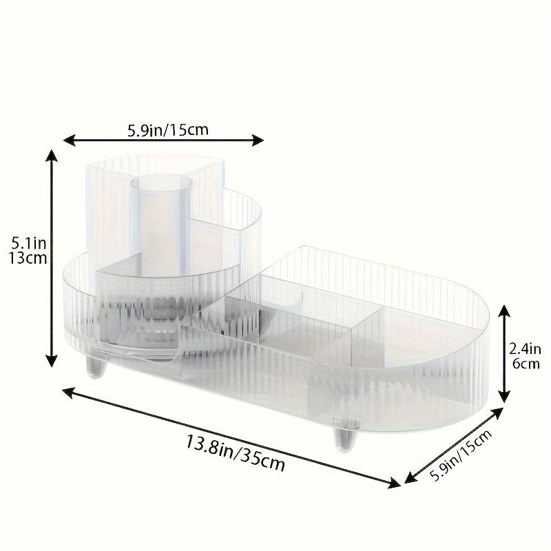 1 Pieza, Caja De Almacenamiento De Cosméticos Acrílica De Gran Capacidad Giratoria, Soporte 360° Transparente Para Brochas De Maquillaje Y Bolígrafos Para La Organización Del Tocador Y El Escritorio