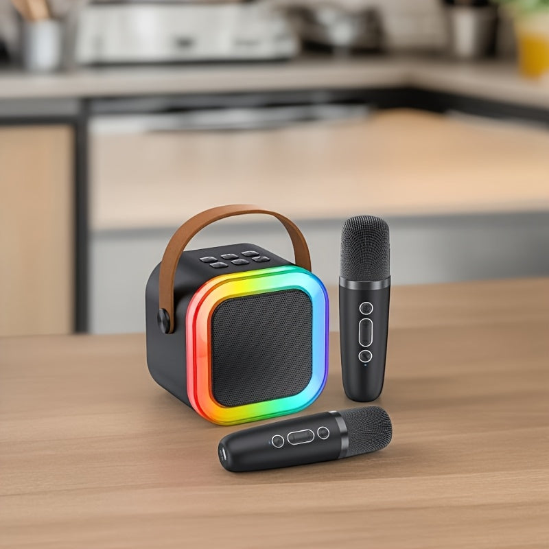 Micrófono inalámbrico con altavoz incorporado - Carga USB-C, rango dinámico de 5 niveles, 4 modos de sonido y 4 efectos, diseño compacto para streaming, podcasting, reuniones de voz, grabación de voz, equipo de audio para reuniones, diseño moderno de mic