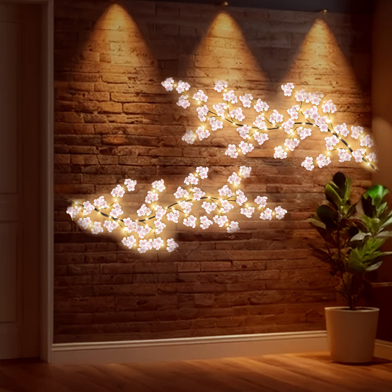 Guirnalda de Cerezo con Flores Artificiales TPGEBO de 1 pieza y 100 LEDs - Ramas Flexibles Alimentadas por USB, Luces de Hada Blancas Cálidas de 179.98 cm para Navidad, Día de San Valentín, Primavera, Fiesta de Año Nuevo (Baterías No Incluidas), Decoraci