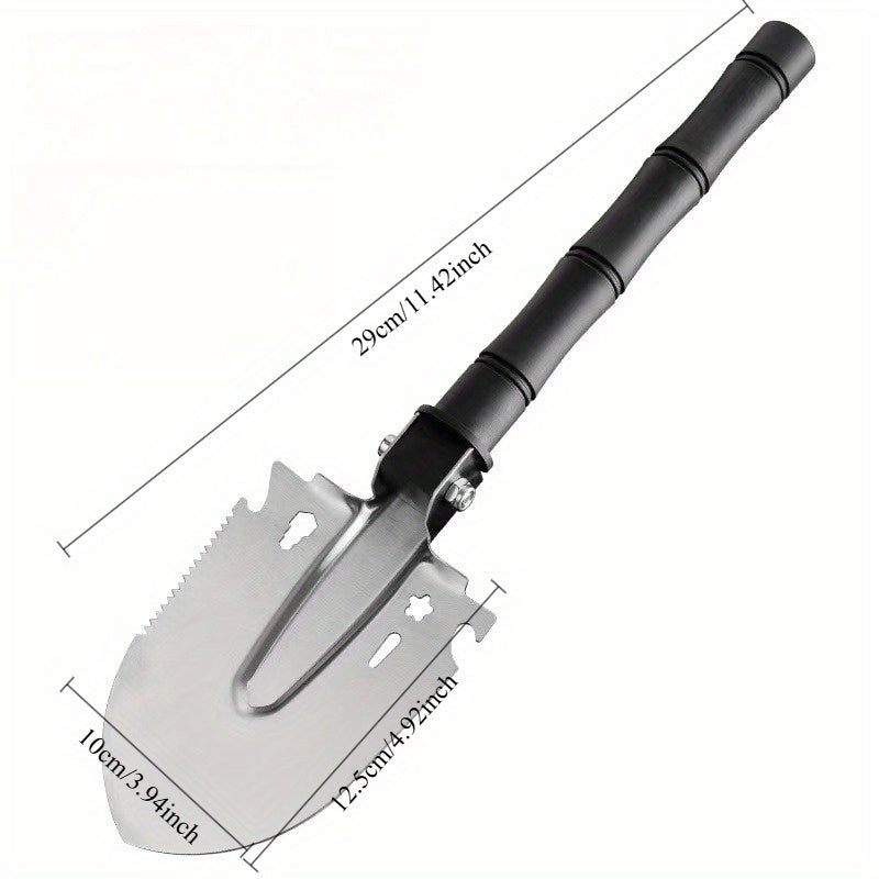 Pala plegable de acero de alta resistencia, herramienta de supervivencia multiusos diseñada para off-road, camping y senderismo, adecuada para todas las 11 fiestas.