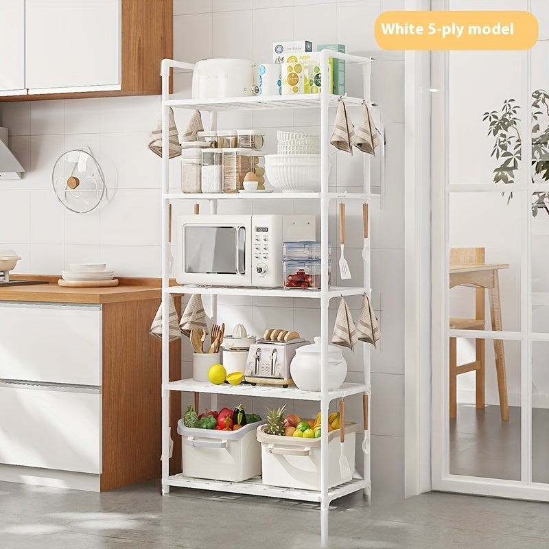Estantería de Plástico Resistente de 5 Niveles - Organizador Multifuncional Ajustable y Apilable con Estantes Abiertos, Diseño Independiente Ahorrador de Espacio para Cocina, Garaje o Despensa - Unidad de Almacenamiento Moderna y Duradera