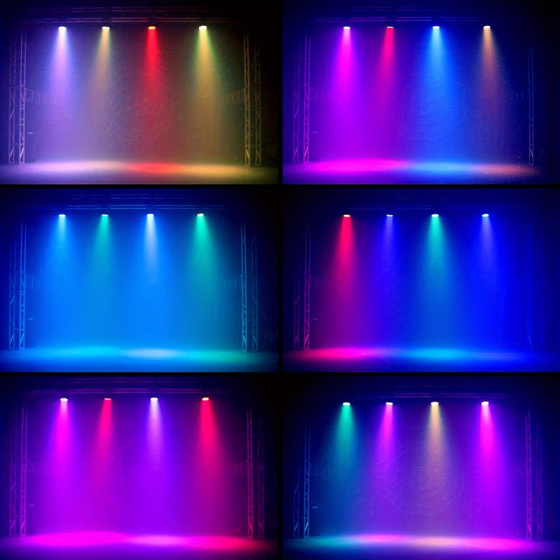 Mini Luz DJ RGBW 7x8W con Activación por Sonido, Control DMX - Ideal para Fiestas, Clubes, Conciertos, Bodas, Eventos de Discoteca - Negro, Efectos de Iluminación de Discoteca|Mejorador de Ambiente de Club|Función de Pantalla Digital, Accesorios de DJ